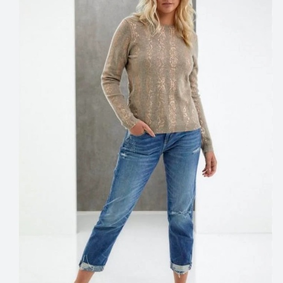 Brodie Cashmere Snake Foil Rolo Round Sweater Size M - Picture 1 of 8